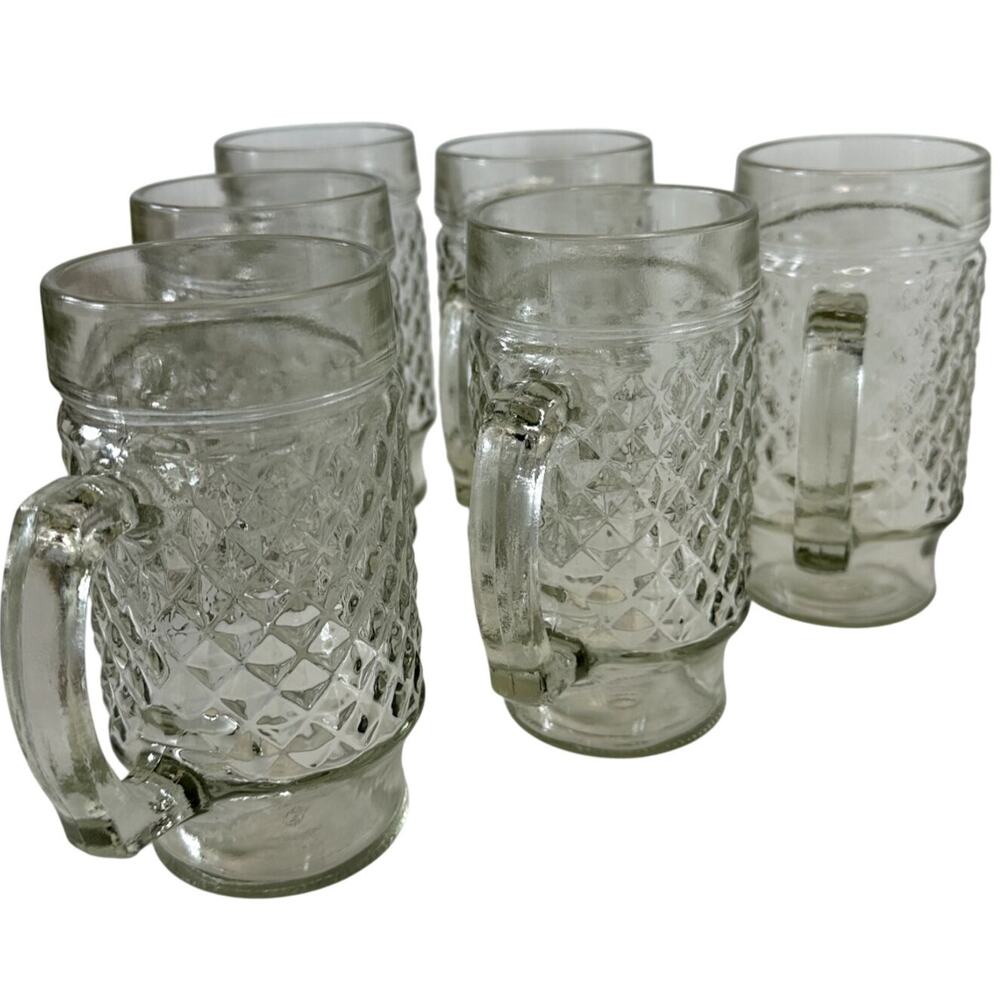 Vintage Beer Mugs, Root Beer Glasses, Set of 6 Large Glass Mugs or Beer Steins